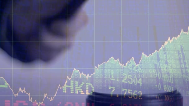 Animación Estadísticas Procesamiento Datos Financieros Sobre Martillo Del Subastador Negocio — Vídeo de stock