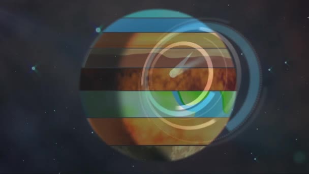 Animation Des Vielfarbigen Planeten Erde Des Sonnensystems Und Des Tickenden — Stockvideo