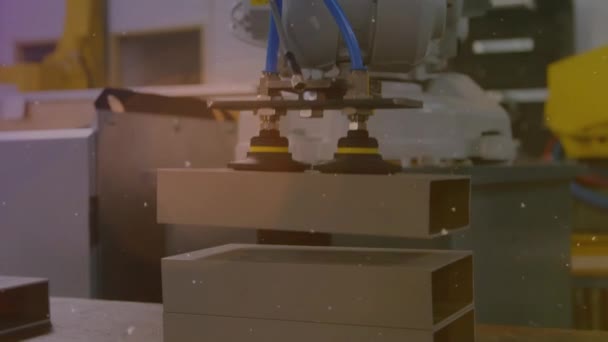 Animatie Van Gloeiende Deeltjes Robot Mondiaal Concept Voor Wetenschap Onderzoek — Stockvideo