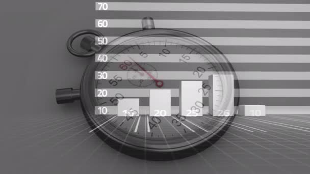 Animação Estatísticas Com Seta Vermelha Cronômetro Conceito Global Negócios Produtividade — Vídeo de Stock