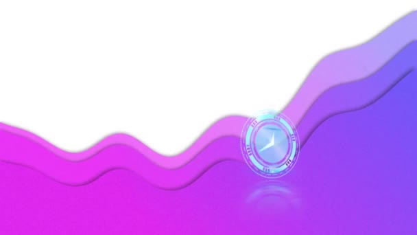 Animation Clock Moving Fast Purple Wave White Background Global Business — Stock Video