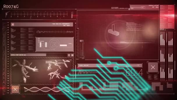 Animación Del Procesamiento Datos Través Placa Circuito Del Procesador Procesamiento — Vídeo de stock