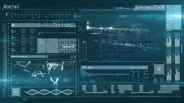 Animação Processamento Dados Digitais Sobre Telas Conceito Global Processamento Dados — Vídeo de Stock