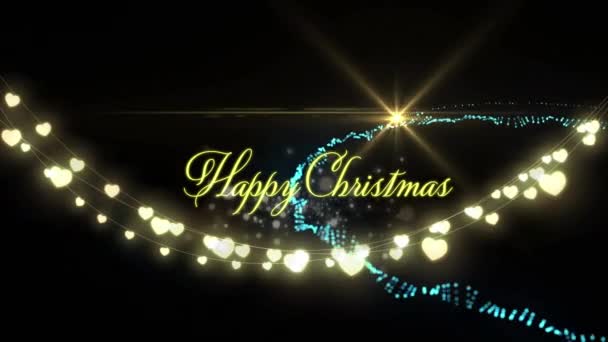 Peri Işıkları Noel Ağacı Üzerine Mutlu Noel Mesajı Animasyonu Noel — Stok video