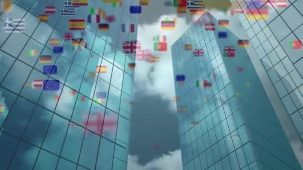 Animation Von Flaggen Der Europäischen Nationen Und Der Europäischen Union — Stockvideo