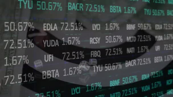 Animação Processamento Dados Financeiros Sobre Dados Notas Dólar Americano Fundo — Vídeo de Stock