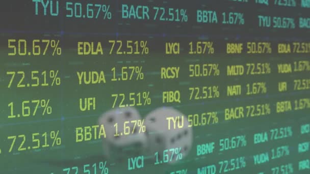 Animation Der Verarbeitung Von Finanzdaten Über Zwei Würfel Und Euro — Stockvideo