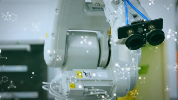 Animation Particules Flottantes Traitement Données Sur Robot Concept Mondial Science — Video