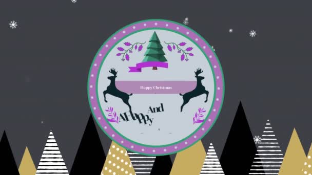 Animación Texto Navidad Feliz Sobre Íconos Artículos Navidad Navidad Tradición — Vídeo de stock