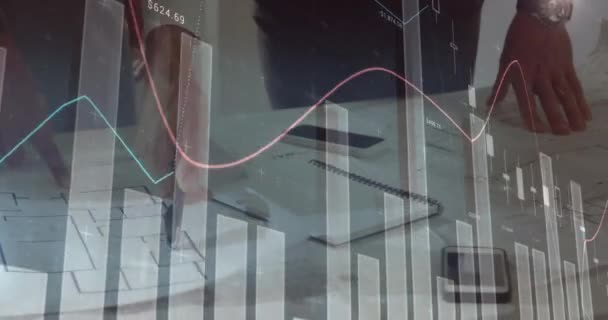 Animação Estatísticas Processamento Dados Sobre Arquitetos Com Planos Reunião Arquitetura — Vídeo de Stock