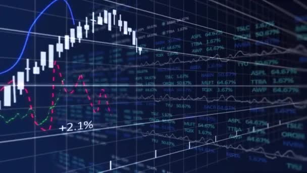 Animação Estatísticas Processamento Dados Financeiros Através Rede Conceito Global Negócios — Vídeo de Stock
