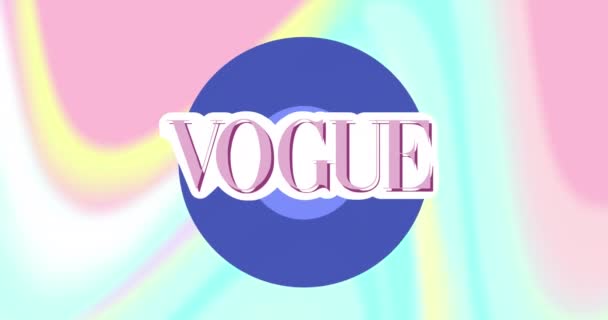 Animace Textu Vogue Růžové Nad Modrým Kruhem Pastelovém Abstraktním Pozadí — Stock video