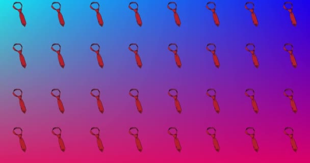 Animation Red Neckties Repeated Blue Pink Background Fashion Social Network — Stock Video