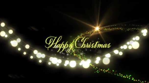 Peri Işıkları Noel Ağacı Üzerine Mutlu Noel Mesajı Animasyonu Noel — Stok video