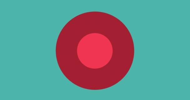 青い背景にピンクの丸にピンクのコンパクトな顔パウダーメイクのアニメーション ファッション ソーシャルネットワーク デジタルインターフェースの概念デジタル生成ビデオ — ストック動画