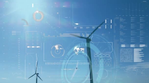 Animation Statistiques Traitement Données Sur Les Éoliennes Concept Réchauffement Climatique — Video