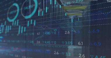 Bilgisayar sunucularıyla teknoloji odasında istatistik ve veri işleme resimleri. veri işleme, bulut hesaplama konsepti ve teknoloji konsepti dijital olarak oluşturulmuş görüntü.