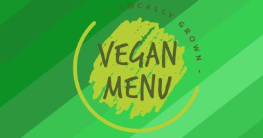 Soyut arka planda yerel yetişmiş vejetaryen sembol metninin dijital kompozit görüntüsü. imza ve sağlık.