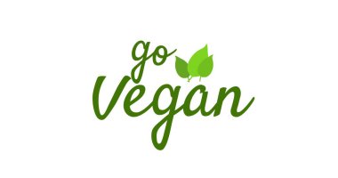 Yeşil yapraklı Go vegan metnin dijital kompozit görüntüsü beyaz arkaplandaki kopyalama alanı ile sembolize ediliyor. imza ve sağlık.