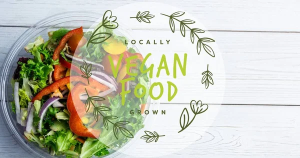 Directly View Fresh Salad Bowl Locally Grown Vegan Food Wooden — Stock Photo, Image