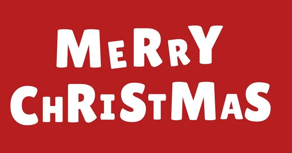 Merry Christmas Text White Capital Letters Font Red Background Symbol — Stock Photo, Image