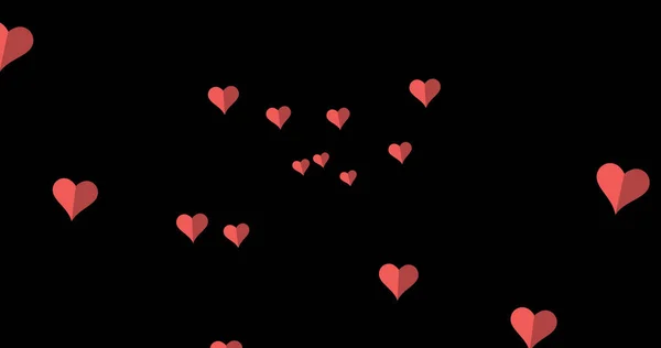 Image Red Hearts Moving Black Red Background Valentines Love Romance — Stock Photo, Image