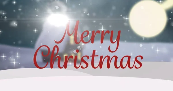 Kompozitní Obraz Vánoční Pozdrav Osvětleným Domem Pozadí Zimě Vánoční Slavnost — Stock fotografie