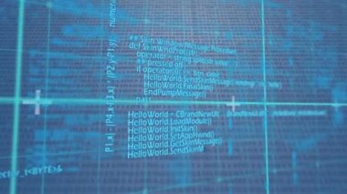 İkili kodlama üzerine veri işleme animasyonu. küresel veri işleme ve dijital arayüz konsepti dijital olarak oluşturulmuş video.