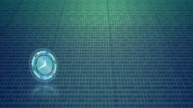 İkili kodlama üzerinde ilerleyen saatin animasyonu. küresel veri işleme, teknoloji ve dijital arayüz kavramı dijital olarak oluşturulmuş video.