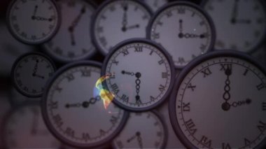 Güneş sisteminin, gezegenlerin ve saatlerin üzerindeki uzayın animasyonu. küresel alan, çevre ve zaman kavramı dijital olarak oluşturulmuş video.