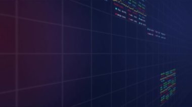 Şebeke üzerinde istatistik ve finansal veri işleme animasyonları. küresel iş, finans ve veri işleme kavramı dijital olarak oluşturulmuş video.