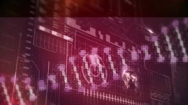 DNA iplikçiklerinin dönmesi ve veri işleme ekranda. küresel bilim, iş, veri işleme ve dijital arayüz kavramı dijital olarak oluşturulmuş video.