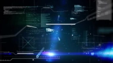 Ekranda ikili kodlama ve veri işleme animasyonu. küresel veri işleme ve dijital arayüz konsepti dijital olarak oluşturulmuş video.