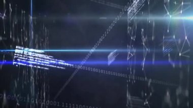 İkili kodlama üzerinden veri işleme ve bağlantı ağlarının animasyonu. küresel veri işleme, veri transferi ve bilgi teknolojisi konsepti dijital olarak oluşturulmuş video.