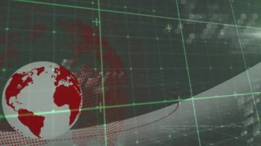Dünya ve ızgara üzerinde veri işleme animasyonu. küresel veri işleme ve teknoloji konsepti dijital olarak oluşturulmuş video.