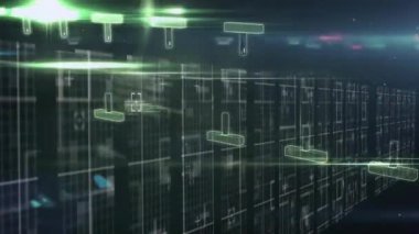 DNA iplikçiklerinin dönmesi ve veri işleme animasyonu. küresel bilim, veri işleme ve dijital arayüz kavramı dijital olarak oluşturulmuş video.