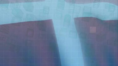 Danimarka bayrağının işlem verileri üzerinde canlandırılması. Danimarka siyaseti, iş ve iletişim teknolojisi konsepti dijital olarak oluşturulmuş video.