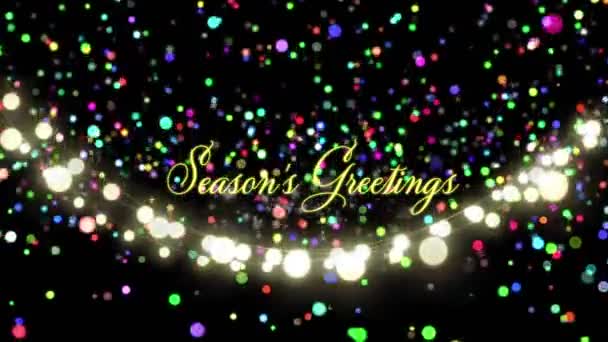 光のスポットに季節の挨拶テキストのアニメーション クリスマス お祝いのコンセプトをデジタルで — ストック動画