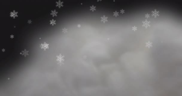 Animation Neige Tombant Sur Des Nuages Gris Hiver Noël Tradition — Video