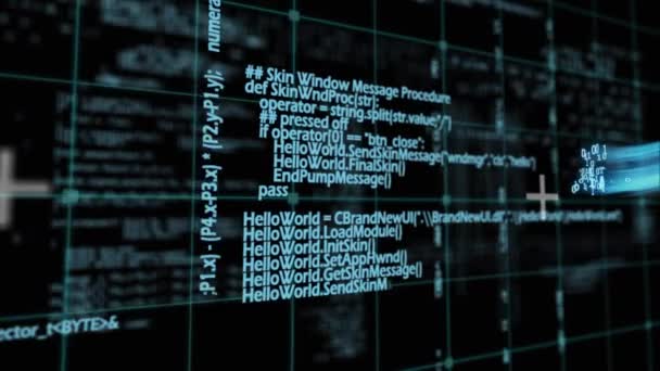 Animación Del Procesamiento Datos Digitales Través Codificación Binaria Cuadrícula Procesamiento — Vídeo de stock