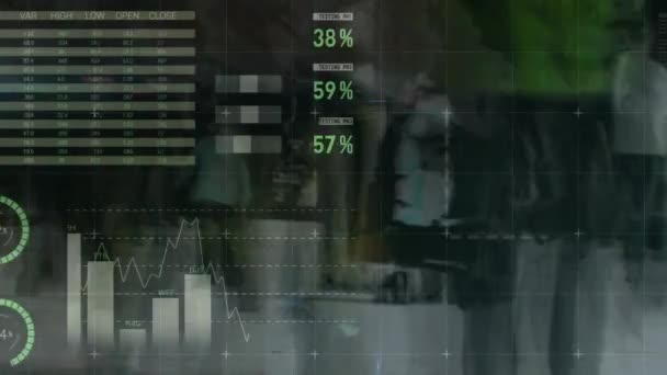 Animace Statistik Zpracovávajících Chodce Rychlém Pohybu Globální Koncepce Zpracování Dat — Stock video