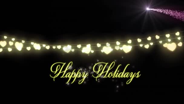 Animation Happy Holidays Text Light Spots Christmas Tradition Celebration Concept — Stock Video