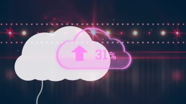 Sahne Işıkları Üzerinde Büyüyen Elektronik Cihazları Numaraları Olan Dijital Bulutların — Stok video