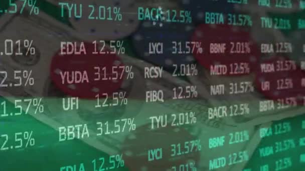 Animatie Van Verwerking Van Financiële Gegevens Twee Dobbelstenen Amerikaanse Dollar — Stockvideo