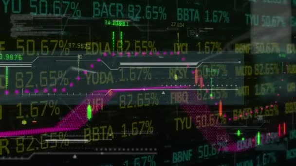 Animación Estadísticas Procesamiento Datos Través Del Mapa Mundial Negocio Global — Vídeos de Stock