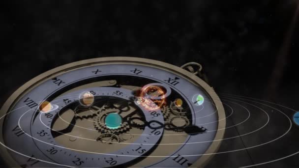 Animation Système Solaire Des Planètes Espace Dessus Rythme Horloge Concept — Video