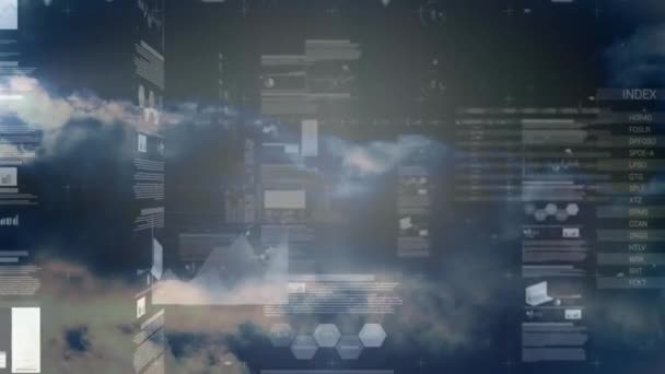 Animatie Van Statistische Verwerking Boven Wolken Lucht Mondiaal Concept Voor — Stockvideo