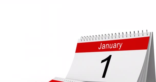 Afgedankt Decemeber Pagina Met Januari Weergegeven Een Dagelijkse Kalender Nieuw — Stockvideo