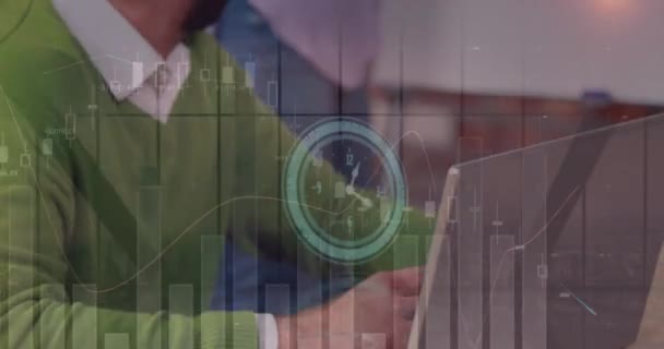 Animação Relógio Estatísticas Processamento Dados Sobre Pessoas Negócios Reunião Conceito — Vídeo de Stock