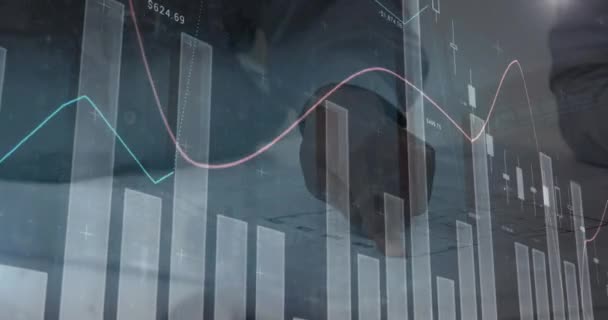 Animação Processamento Dados Financeiros Sobre Empresário Conceito Global Negócios Conexões — Vídeo de Stock